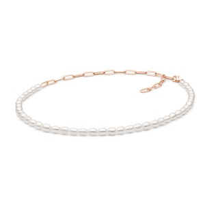 Colier argint placat cu aur roz cu zale mari si perle naturale albe DiAmanti 252-38C-G (Argint 925‰ 2,3 g.) Colier argint placat cu aur roz cu zale mari si perle naturale albe DiAmanti 252-38C-G (Argint 925‰ 2,3 g.)